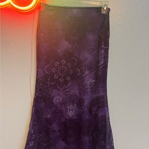 ROMWE Purple Floral-Pattern Maxi Skirt